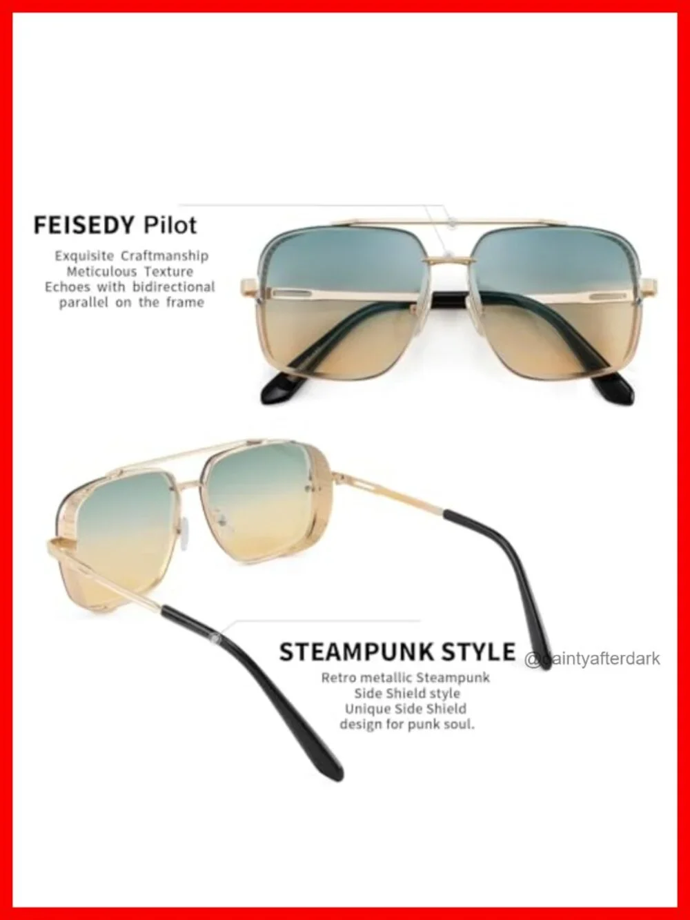 Vintage Square Aviator Sunglasses Metal Frame Polarized UV400 Driving Fishing
